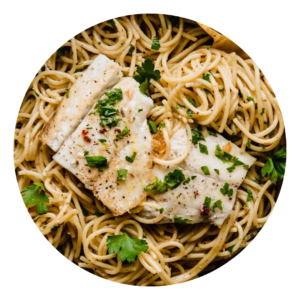 Lemon Garlic Fish Pasta