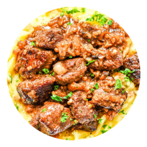 Sweet Potato Mash W/ Steak Bites